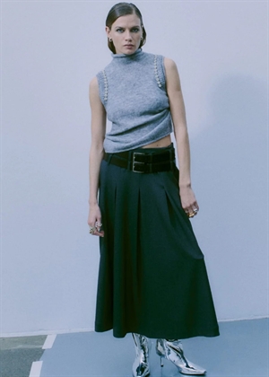 Tailor skirt with belts Med.Grey Melange Copenhagen Muse 